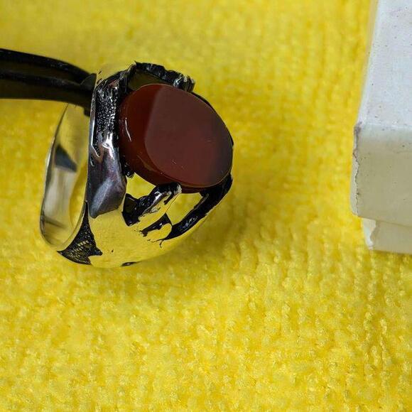 Eagle Feather Hold Red Onyx Mens Ring 925 Sterling silver Turkish Fine Jewelry - Picture 6 of 9